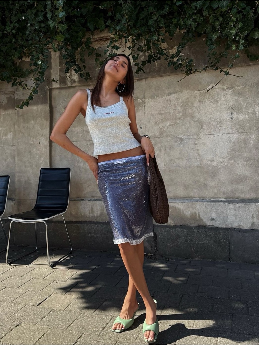 Sequin Midi Skirt - blue